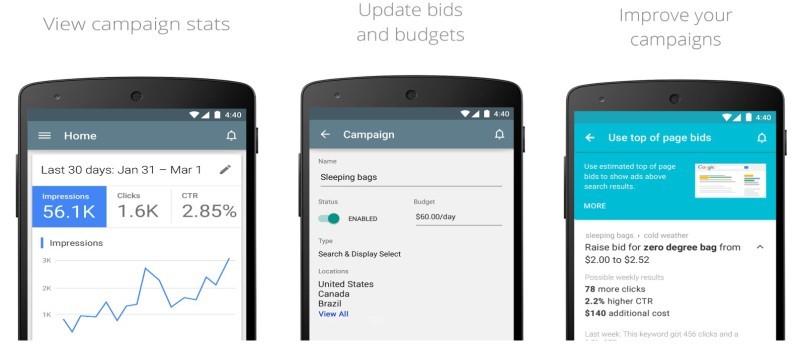 google launches adwords app for campaign management